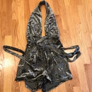 Velvet halter romper